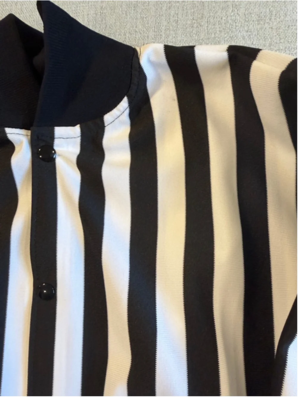 Honig's Referee Jacket Black White Striped Snap Button Closure large up Pockets
